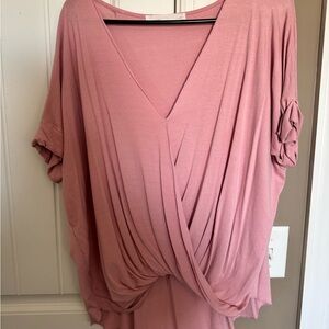 Double Zero Dusty Pink Draped Blouse